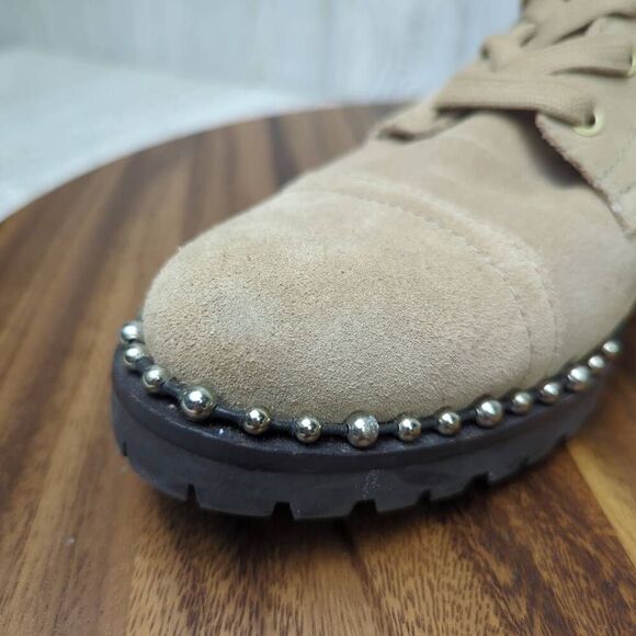 Sam Edelman Womens 8.5 Jennifer Boots Studded Combat Tan Suede Zip Ankle - Picture 11 of 12
